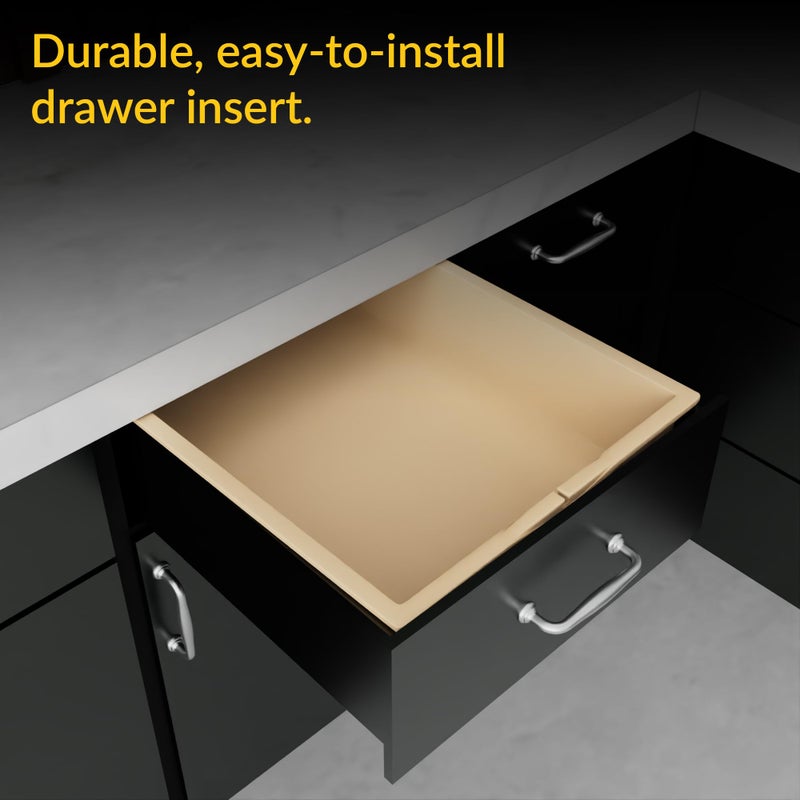 Strybuc Brixwell Cabinet Drawer Insert, Plastic Material, Beige Finish, 17-1/2" Width,18-1/2" Depth, 4" Height, Bracket Mount, Normal Closure, Interior Organizer Panel - Image 5